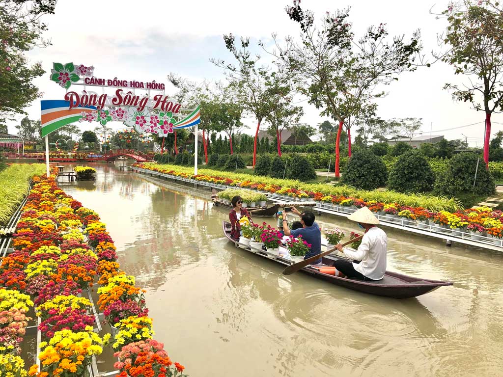 The vibrant colors and scents of spring fill the Sa Dec flower village in Dong Thap province, Vietnam.