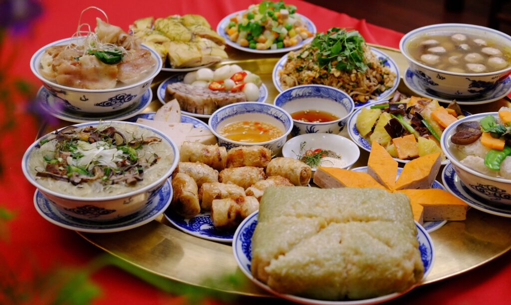 A traditional Vietnamese New Year feast.