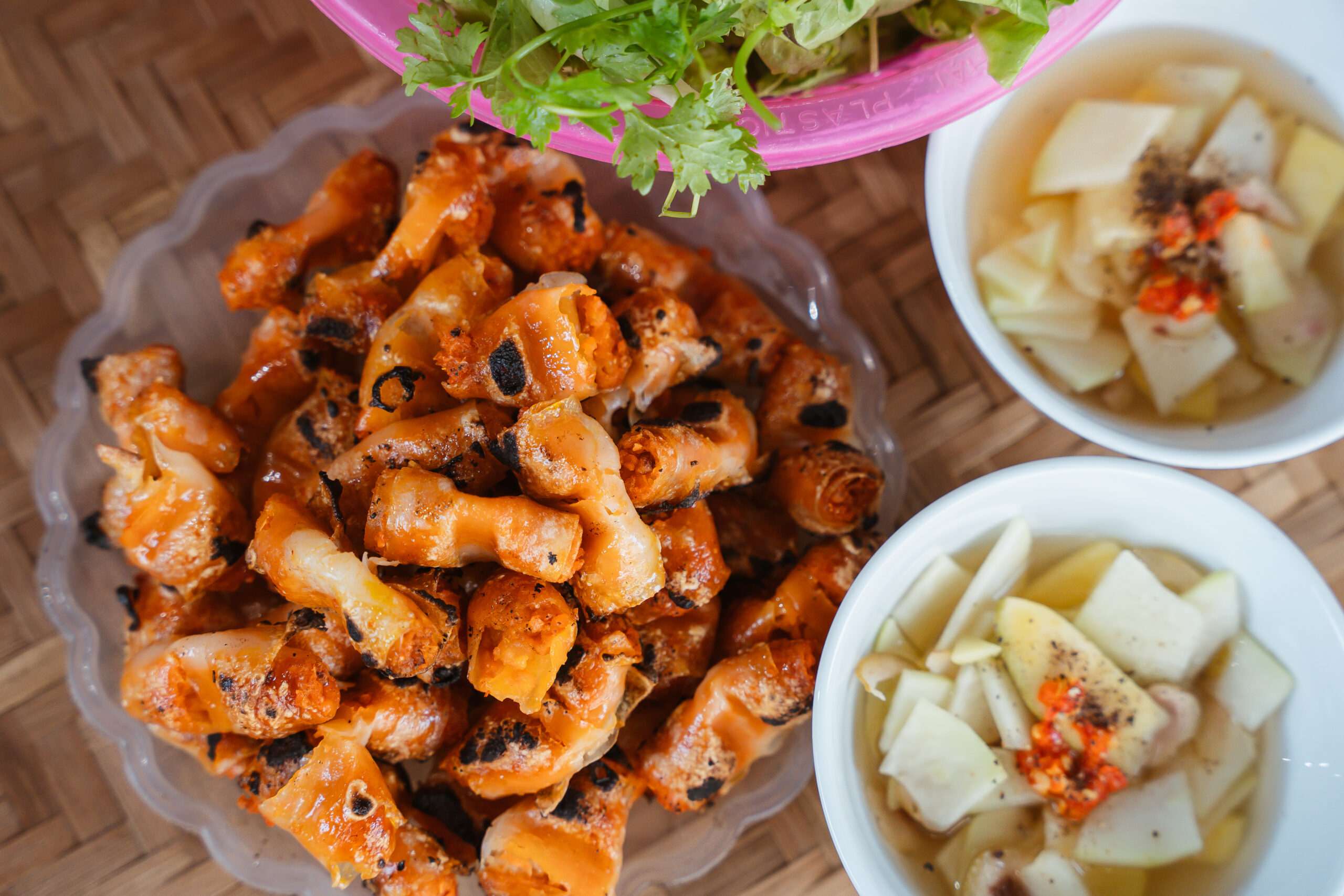 Chả Tôm (exquisite grilled shrimp patties wrapped in crispy rice paper)
