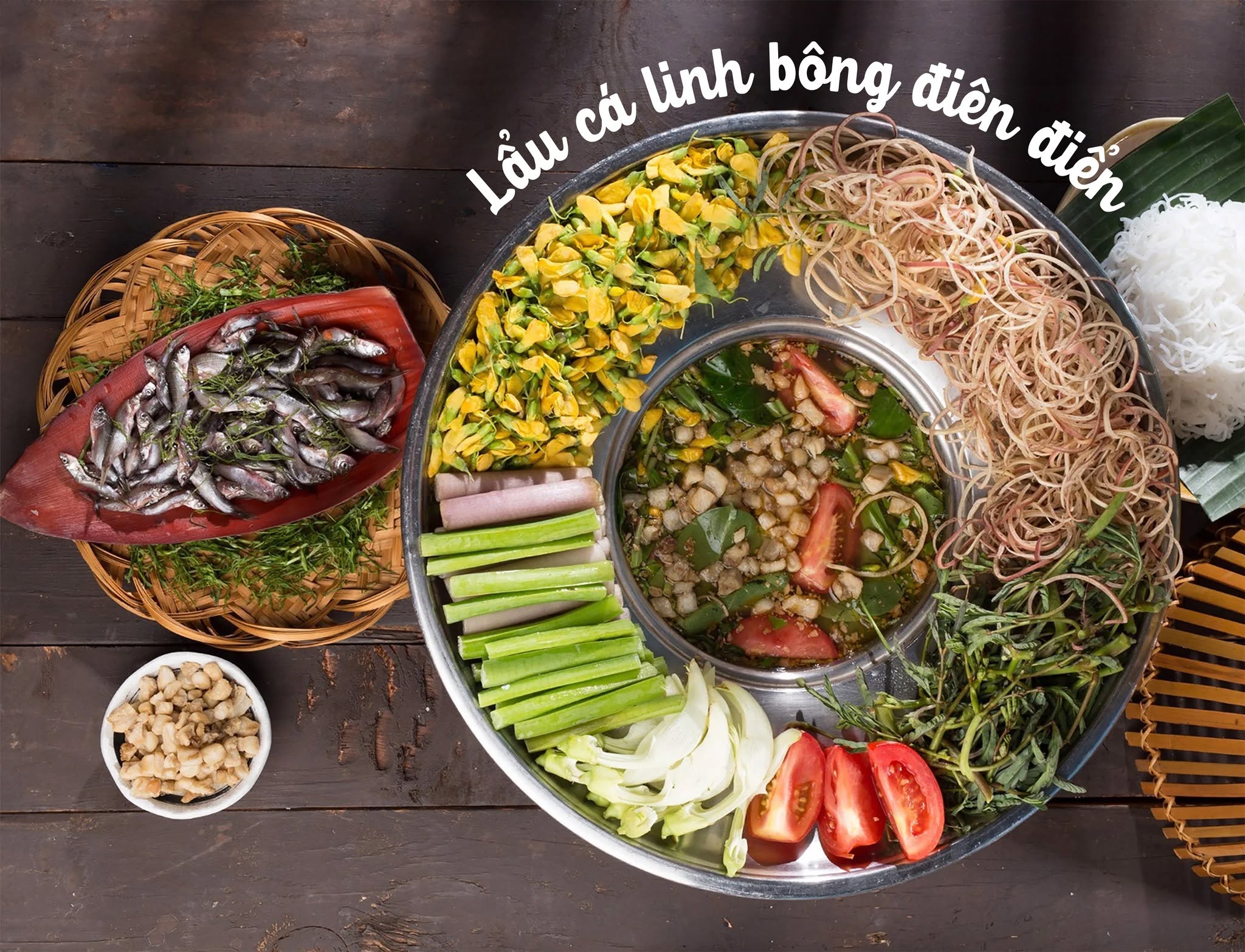 Hotpot with Fish and Sesbania Flowers (Lẩu cá linh bông điên điển)