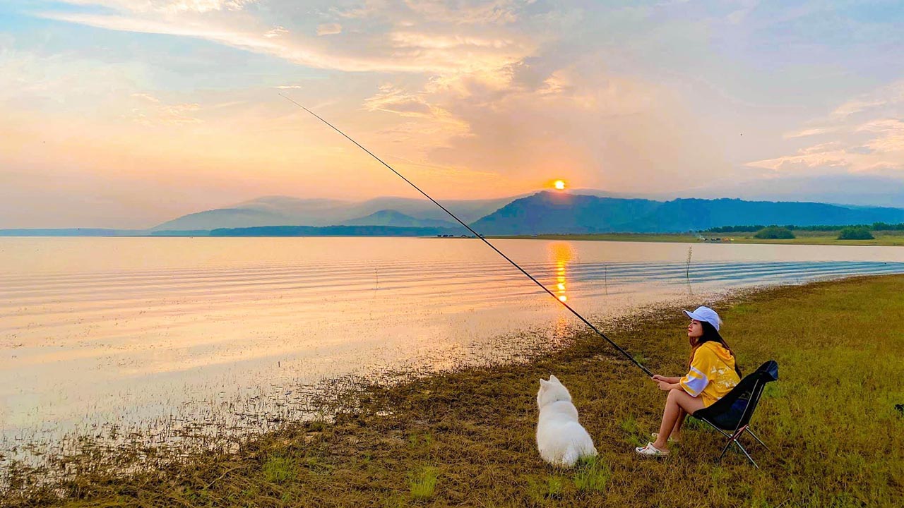 Fishing in Dau Tieng Lake, Tay Ninh Province