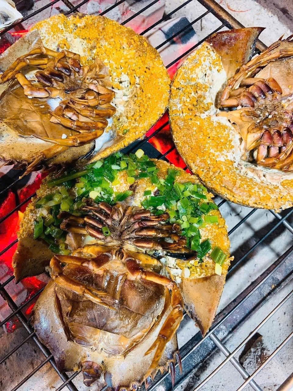 Grilled horseshoe crab with scallion oil