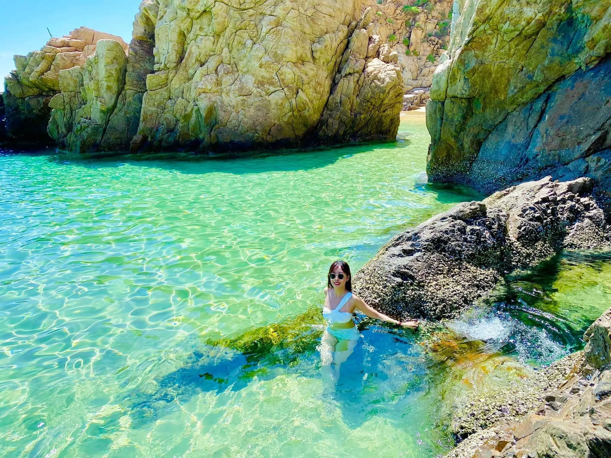 Ky Co Beach in Quy Nhon is famous for its crystal-clear blue waters.