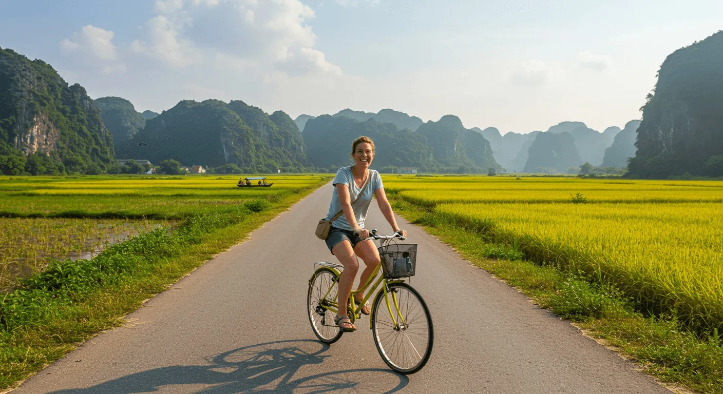 Cycling through villages and rice fields (Ninh Binh)